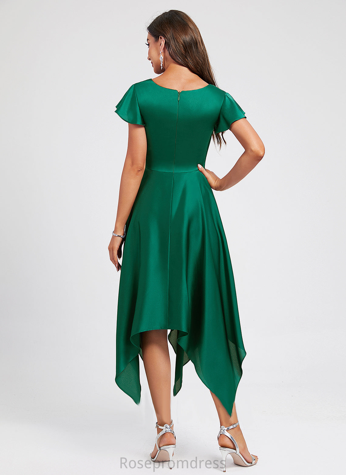 A-Line Pleated Rosemary V-neck Cocktail Asymmetrical Cocktail Dresses With Dress Polyester