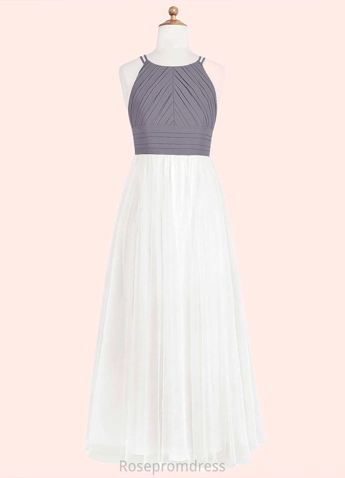 Riley A-Line Pleated Chiffon Floor-Length Junior Bridesmaid Dress SRSP0020008