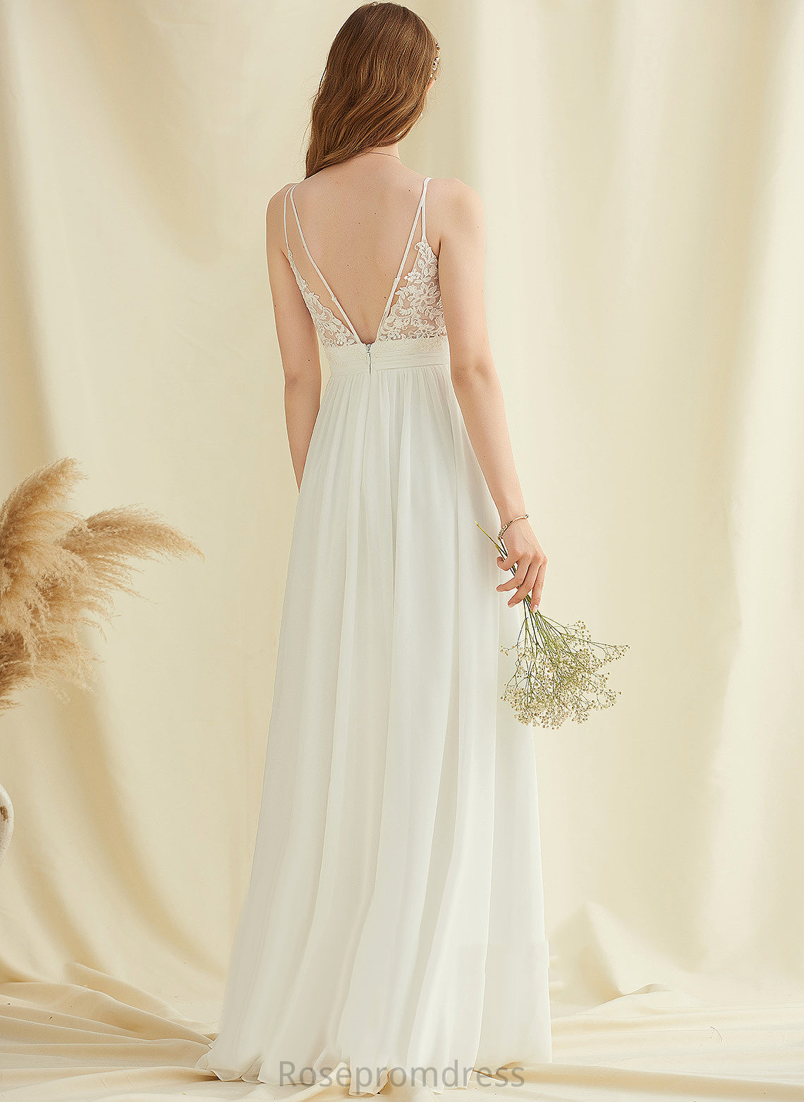 Floor-Length Wedding Dress Chiffon Wedding Dresses A-Line Makenna V-neck