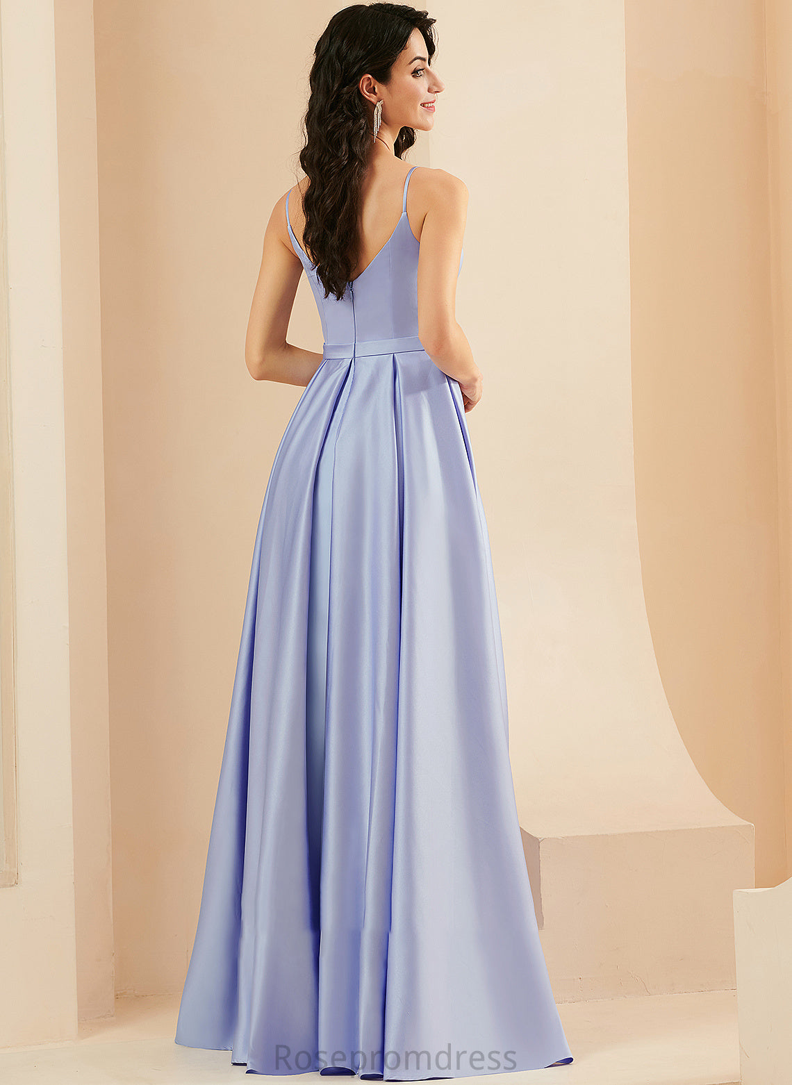 Pockets Satin Front Ball-Gown/Princess Sweetheart Prom Dresses With Floor-Length Alina Split