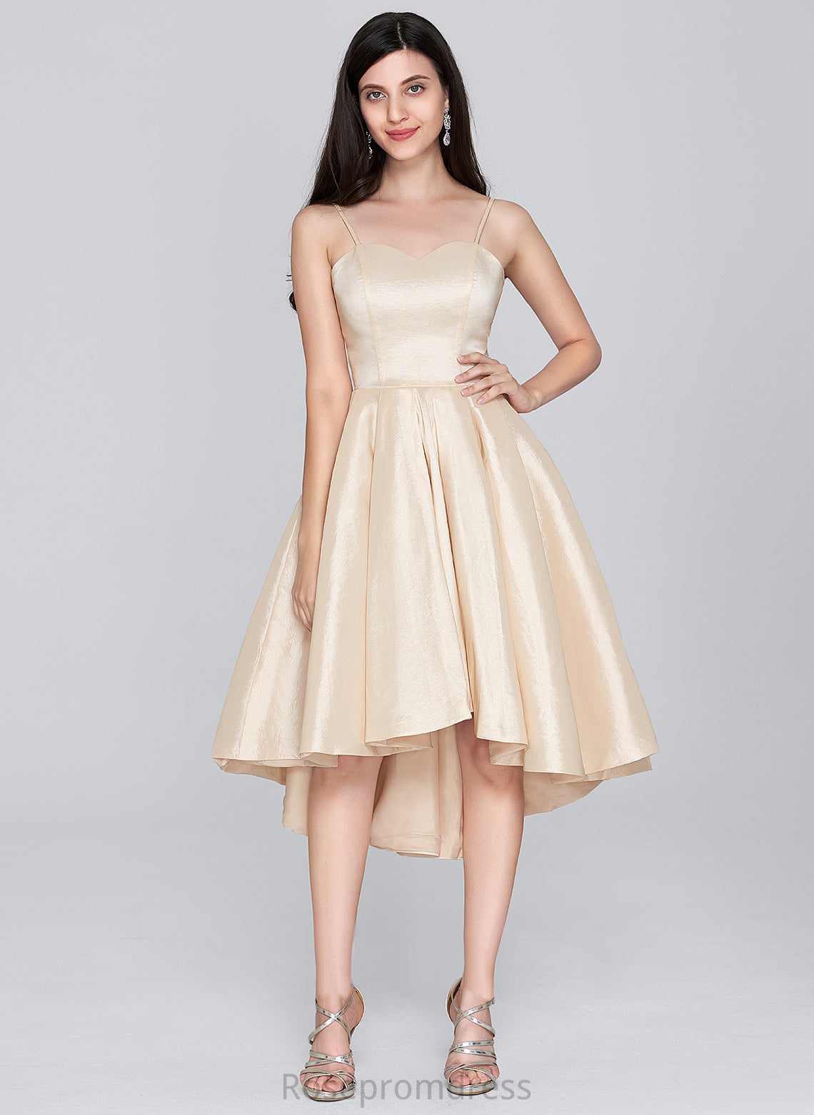 Neck Homecoming Taffeta A-Line Dress Lace Scoop Gill Asymmetrical Homecoming Dresses With