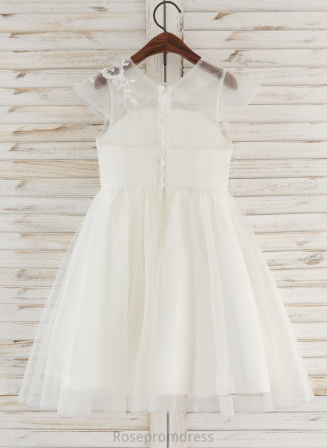 Girl Tulle/Lace - Flower Sleeveless A-Line Dress Scoop Flower Girl Dresses Neck Knee-length Sanaa