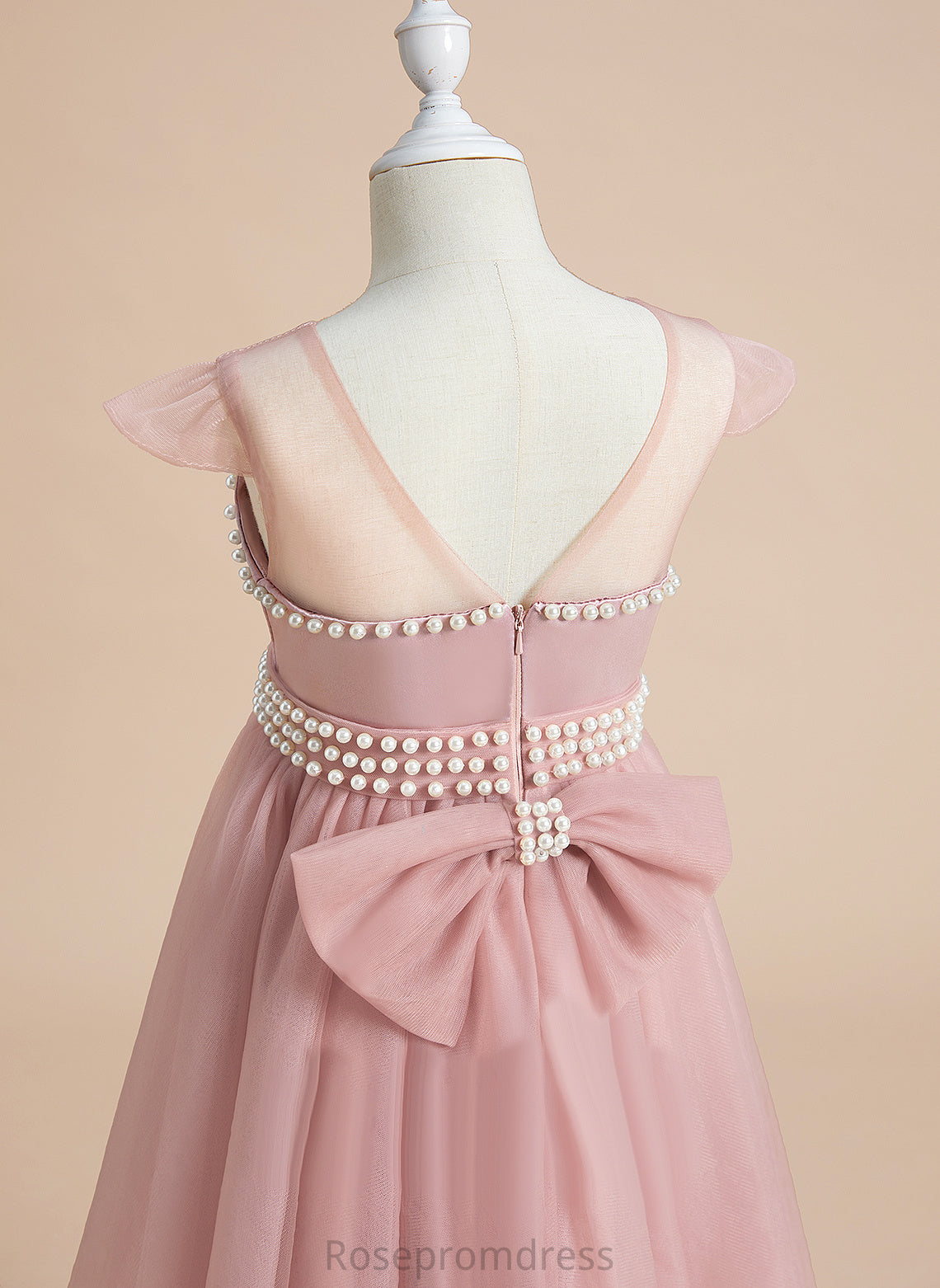 Scoop With Satin/Tulle Flower Olivia Dress Knee-length Neck - Flower Girl Dresses Beading/Bow(s) A-Line Girl Sleeveless