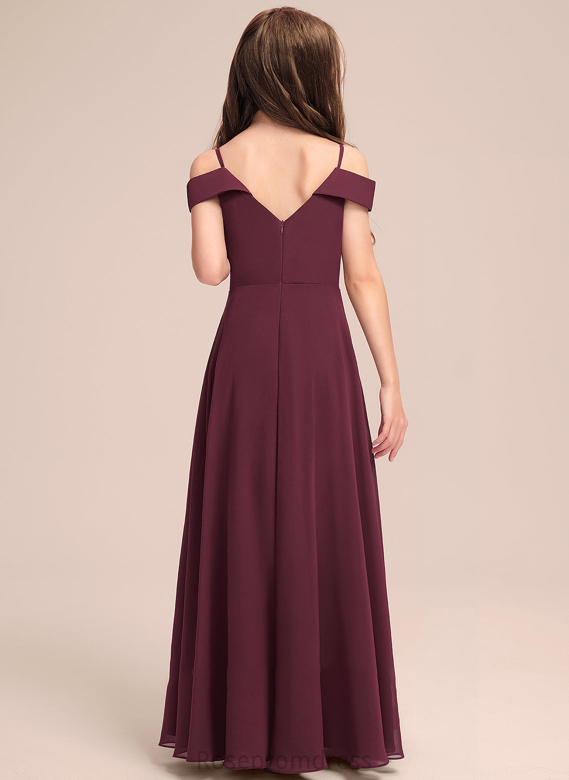 Floor-Length Junior Bridesmaid Dresses Off-the-Shoulder Patti A-Line Chiffon