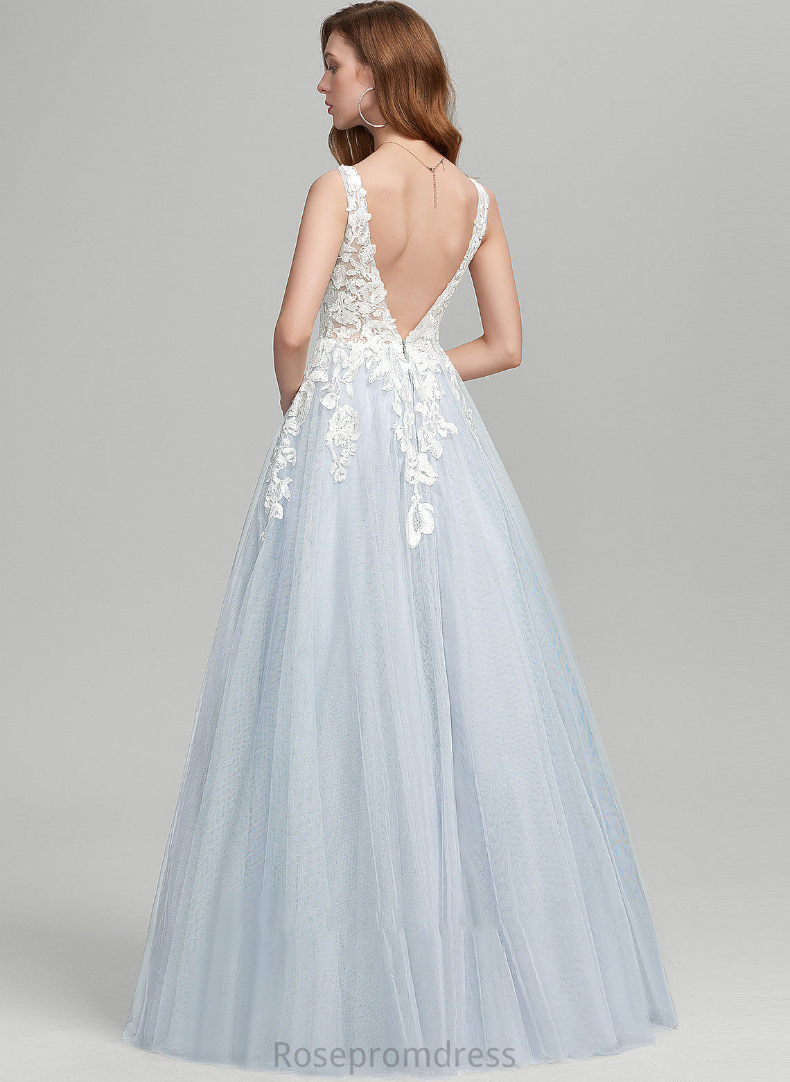 Kay V-neck Ball-Gown/Princess Tulle Prom Dresses Floor-Length