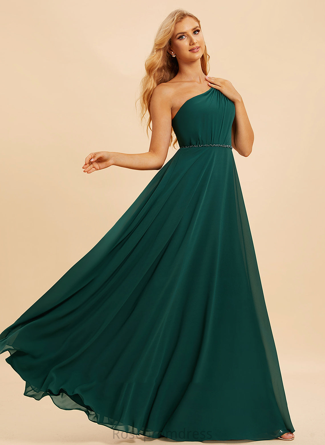 Length Embellishment One-Shoulder Sequins Beading Silhouette A-Line Fabric Neckline Floor-Length Jolie Spaghetti Staps Bridesmaid Dresses