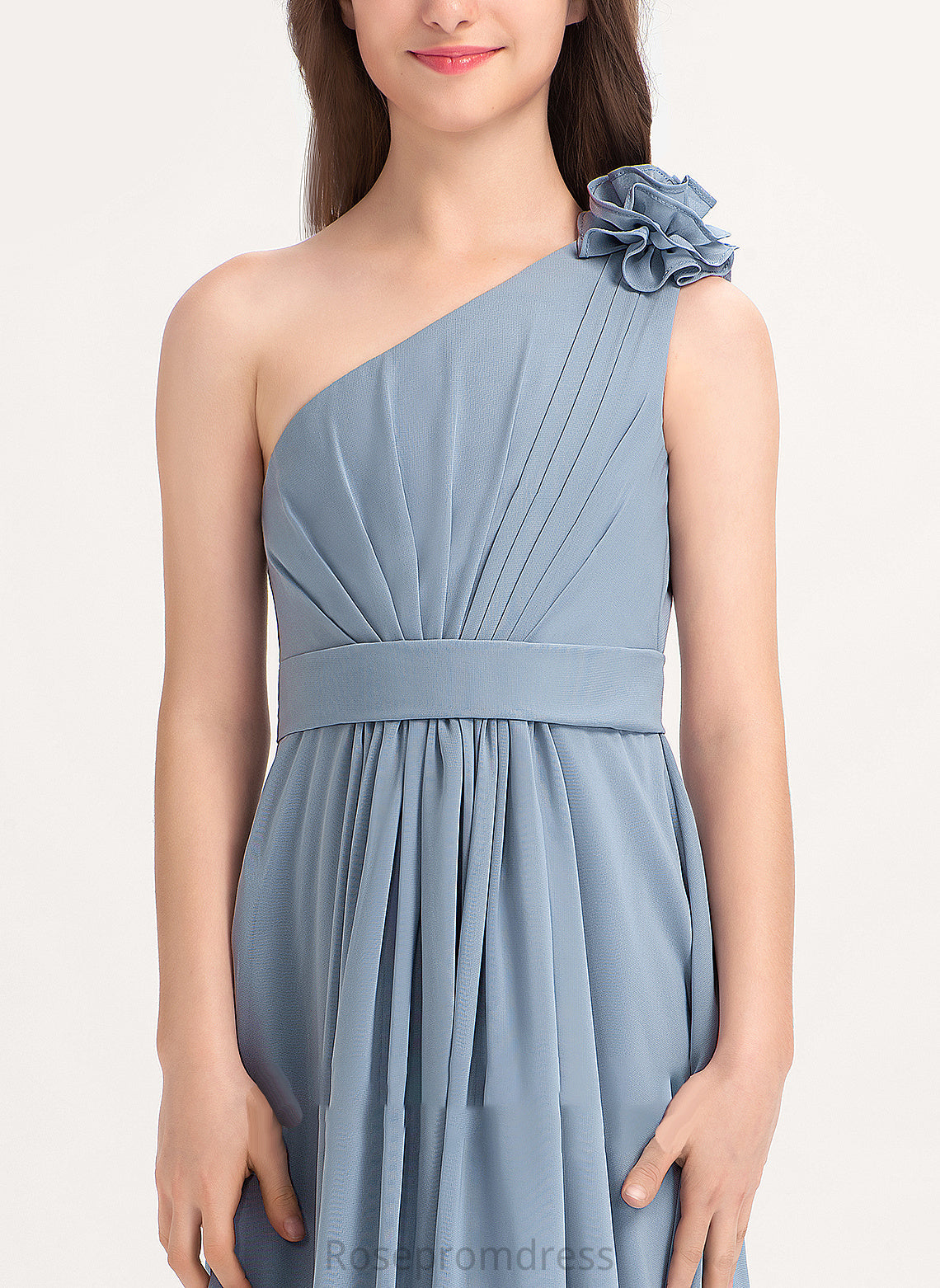 Chiffon With Floor-Length A-Line Sandra Ruffle One-Shoulder Junior Bridesmaid Dresses Flower(s)