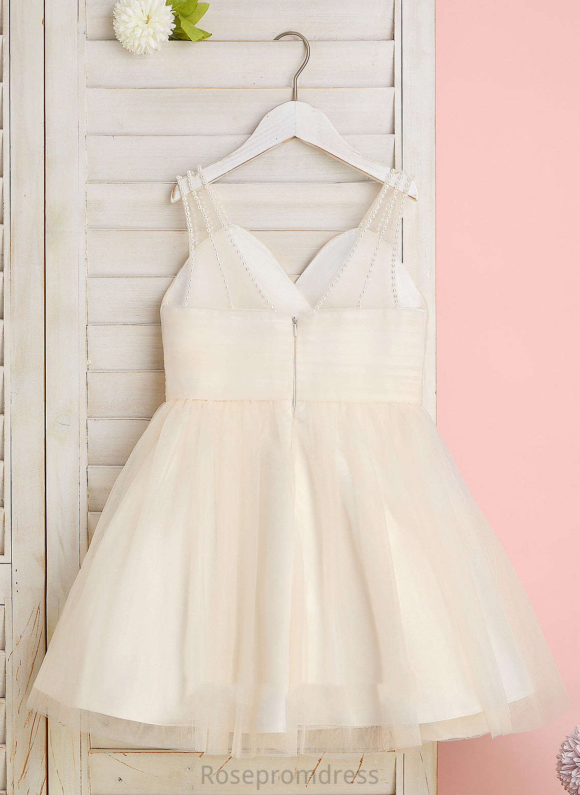 Sleeveless - V-neck Alyvia Tulle With Flower Flower Girl Dresses A-Line Girl Ruffles/Beading Dress Knee-length