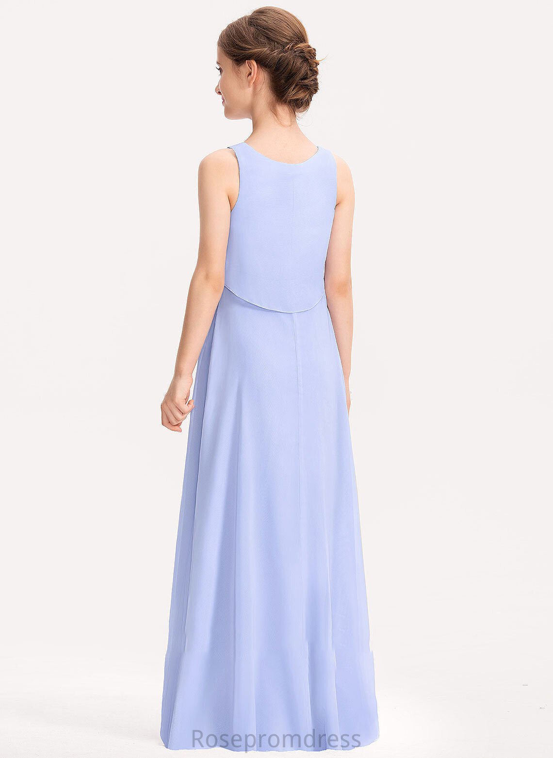 A-Line Chiffon Floor-Length Katrina Junior Bridesmaid Dresses Scoop Neck