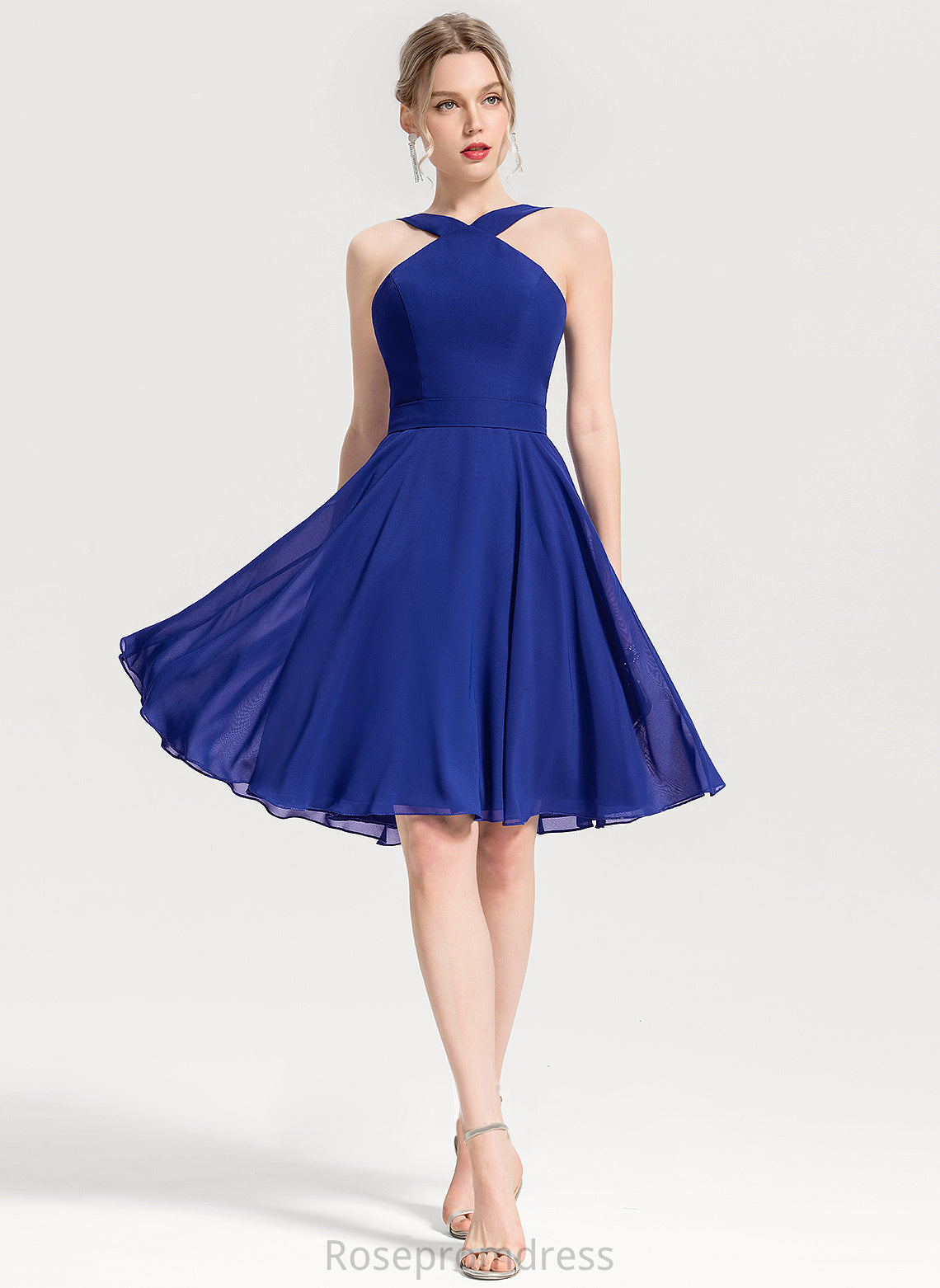 Dress Cocktail Knee-Length A-Line Allie Chiffon V-neck Cocktail Dresses