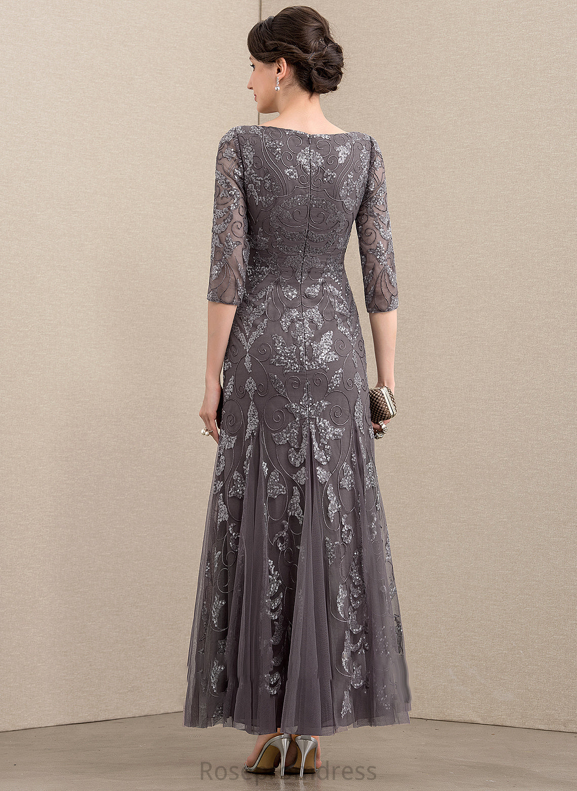 Ankle-Length Mother of the Bride Dresses of the Scoop Neck Sheath/Column Mother Bride Dress Mckayla Tulle Sequined