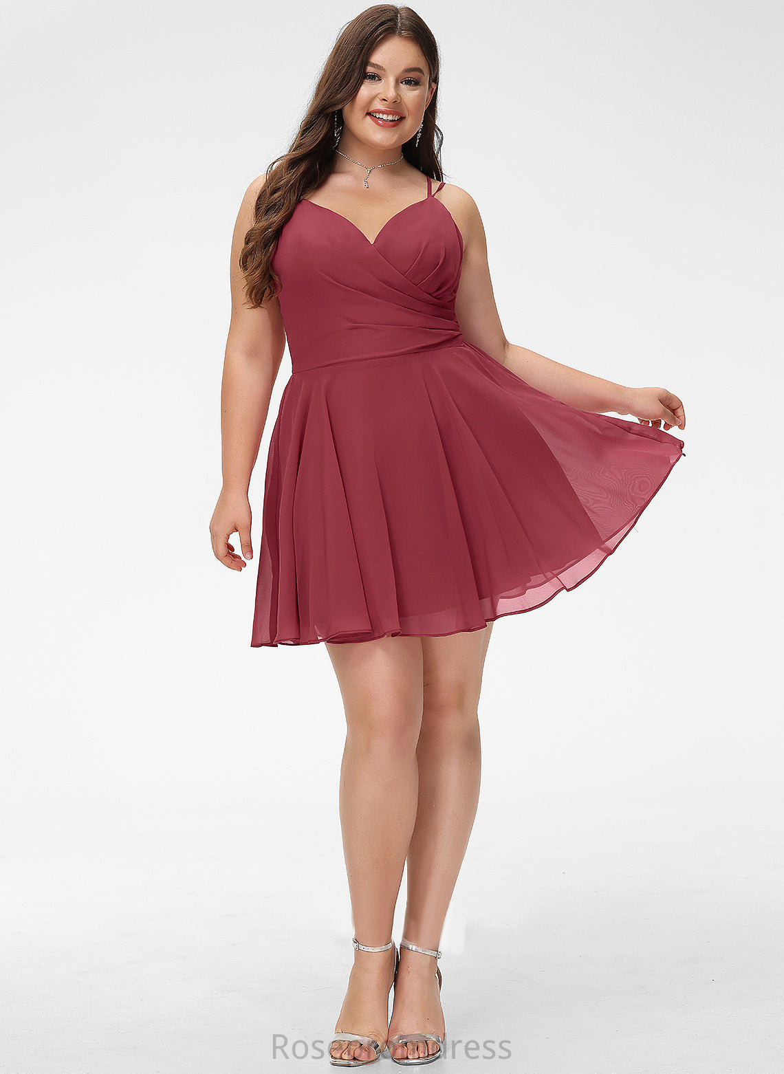 Homecoming Dresses Chiffon Akira A-Line Ruffle V-neck Homecoming With Dress Short/Mini