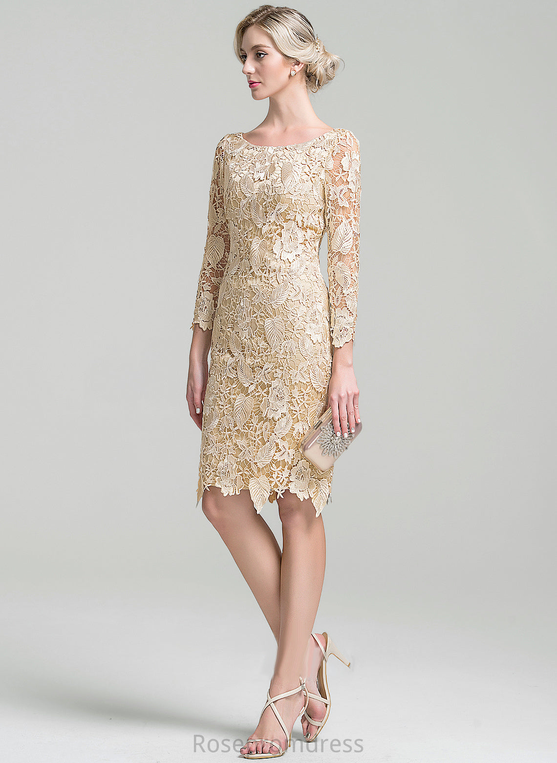 Dress Emma Mother of the Bride Dresses the Sheath/Column Lace Scoop of Bride Mother Neck Knee-Length