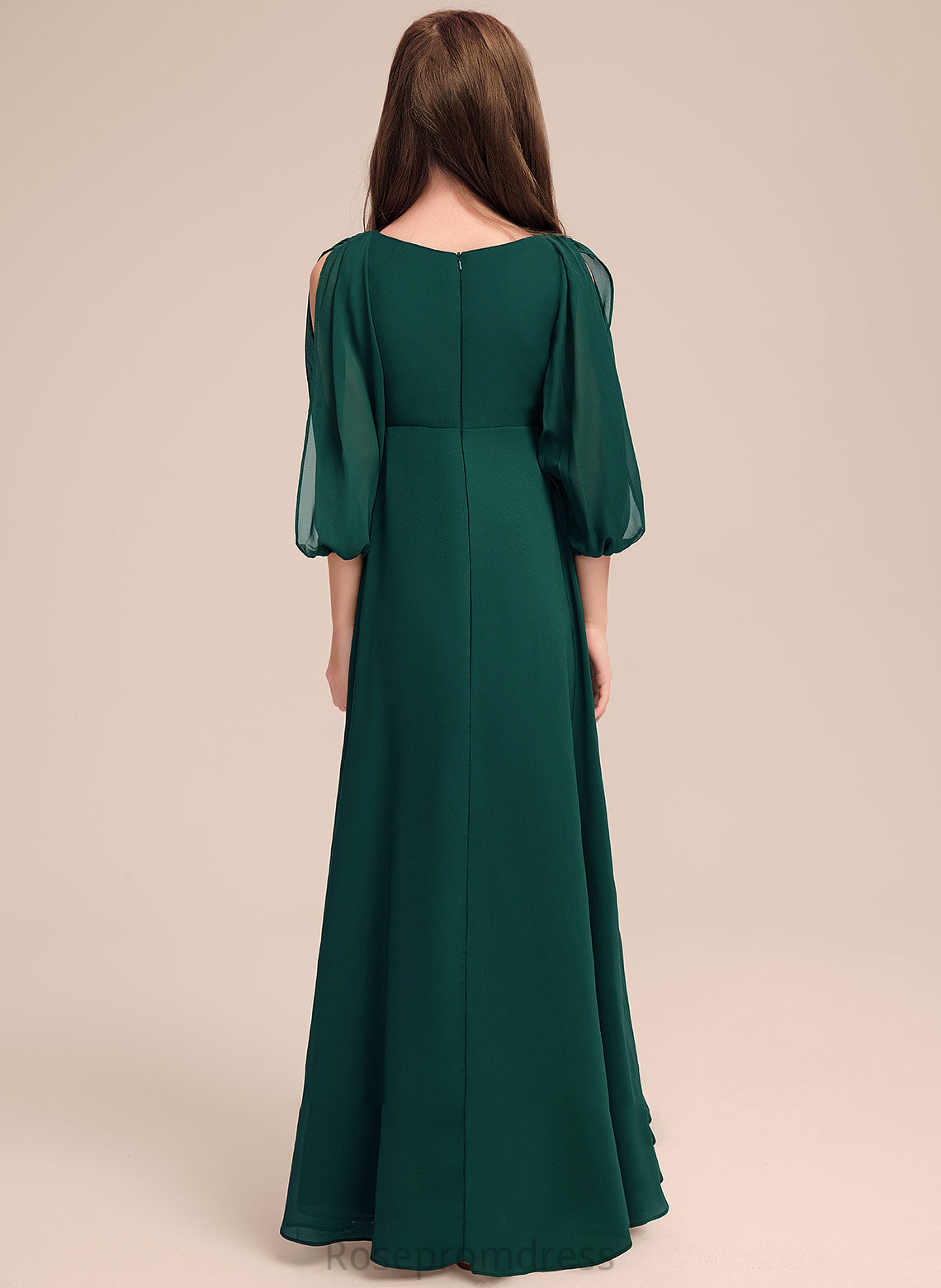 Aliana With A-Line Floor-Length Ruffles Chiffon V-neck Junior Bridesmaid Dresses