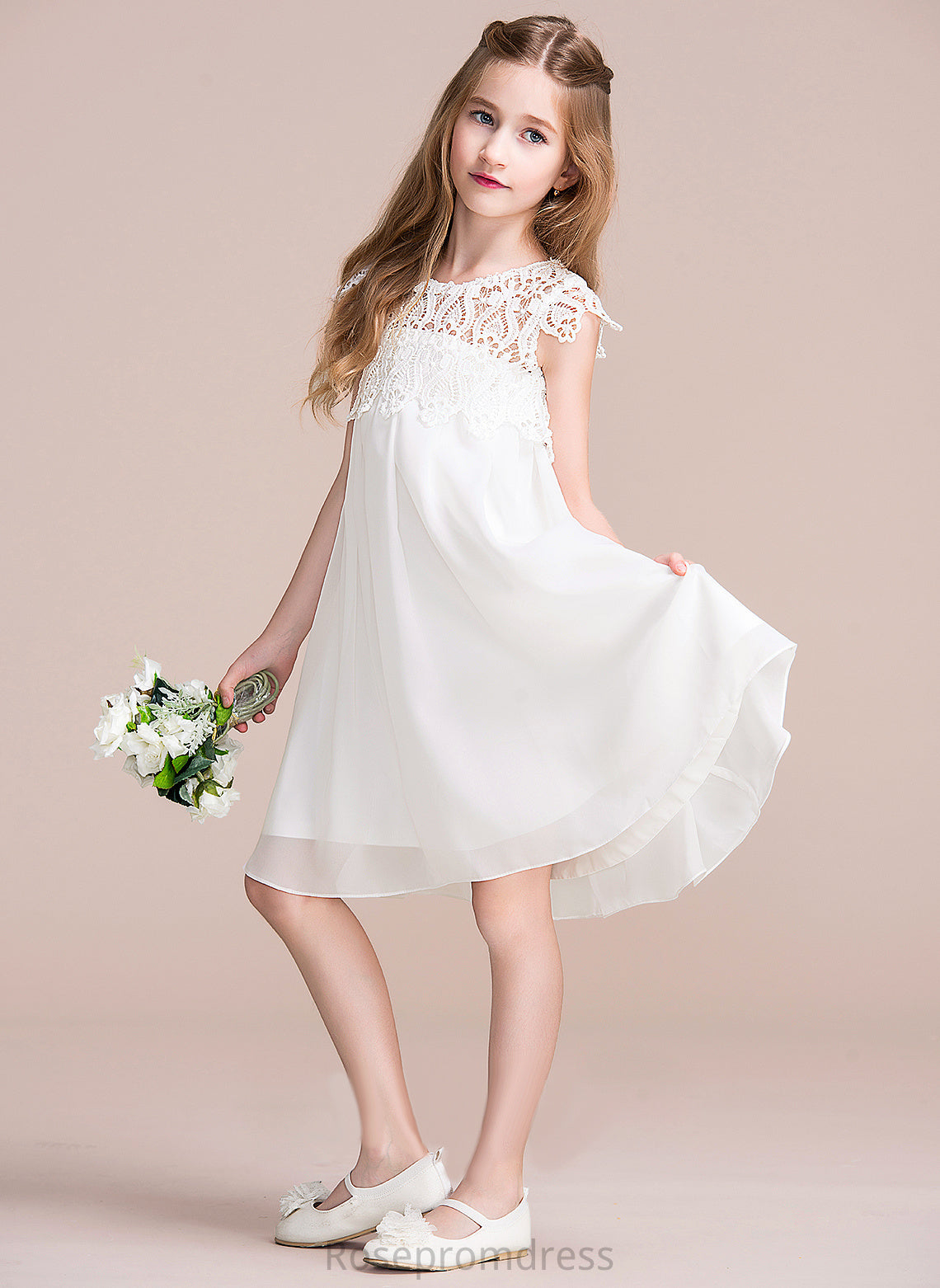 Neck Knee-length Flower Sleeveless Empire Dress Chiffon/Lace Scoop Girl Flower Girl Dresses Jess -