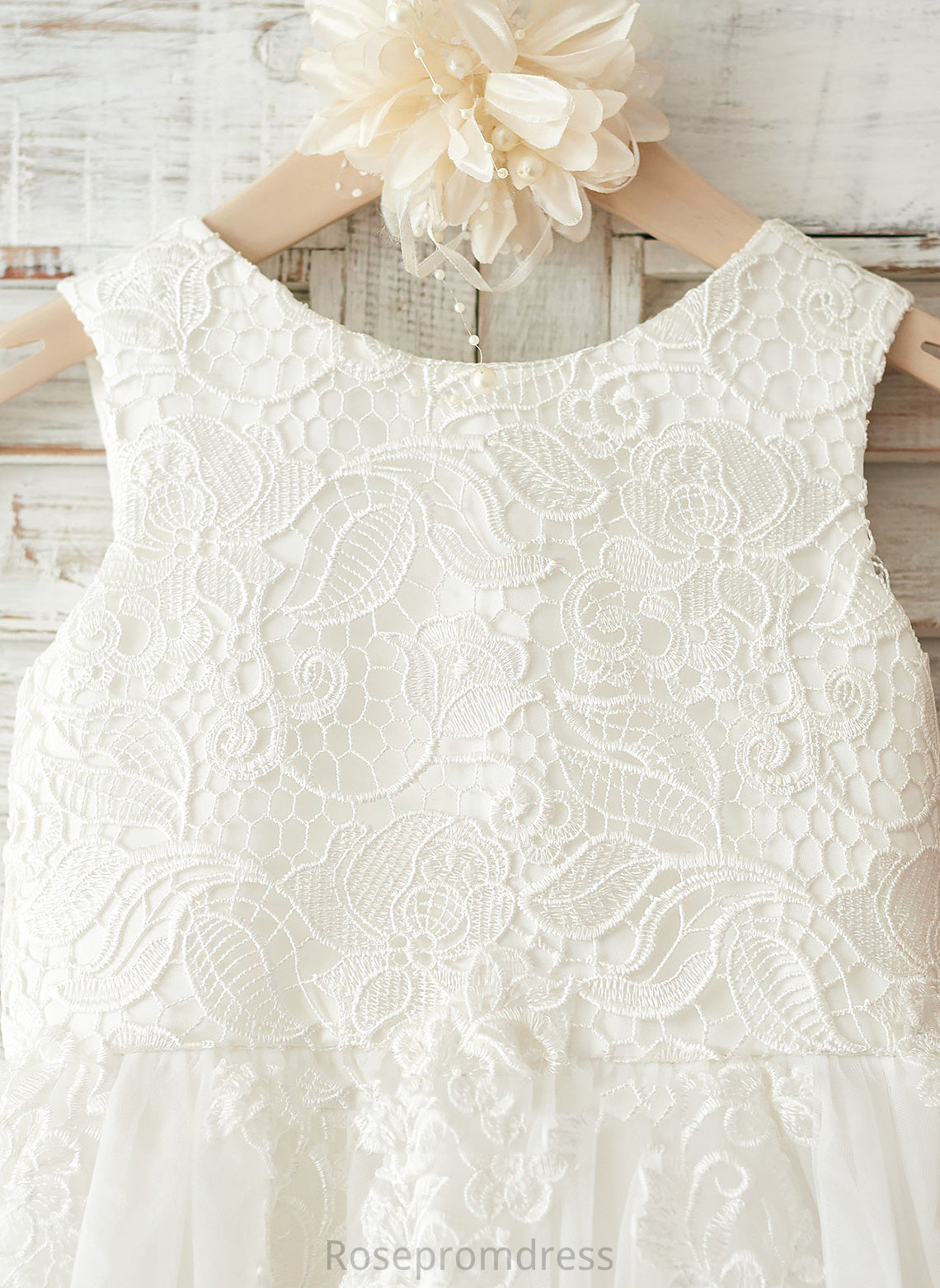 Dress Sleeveless Lace/Bow(s) With Girl A-Line Tulle/Lace Scoop Flower Girl Dresses Abigayle Knee-length Neck Flower