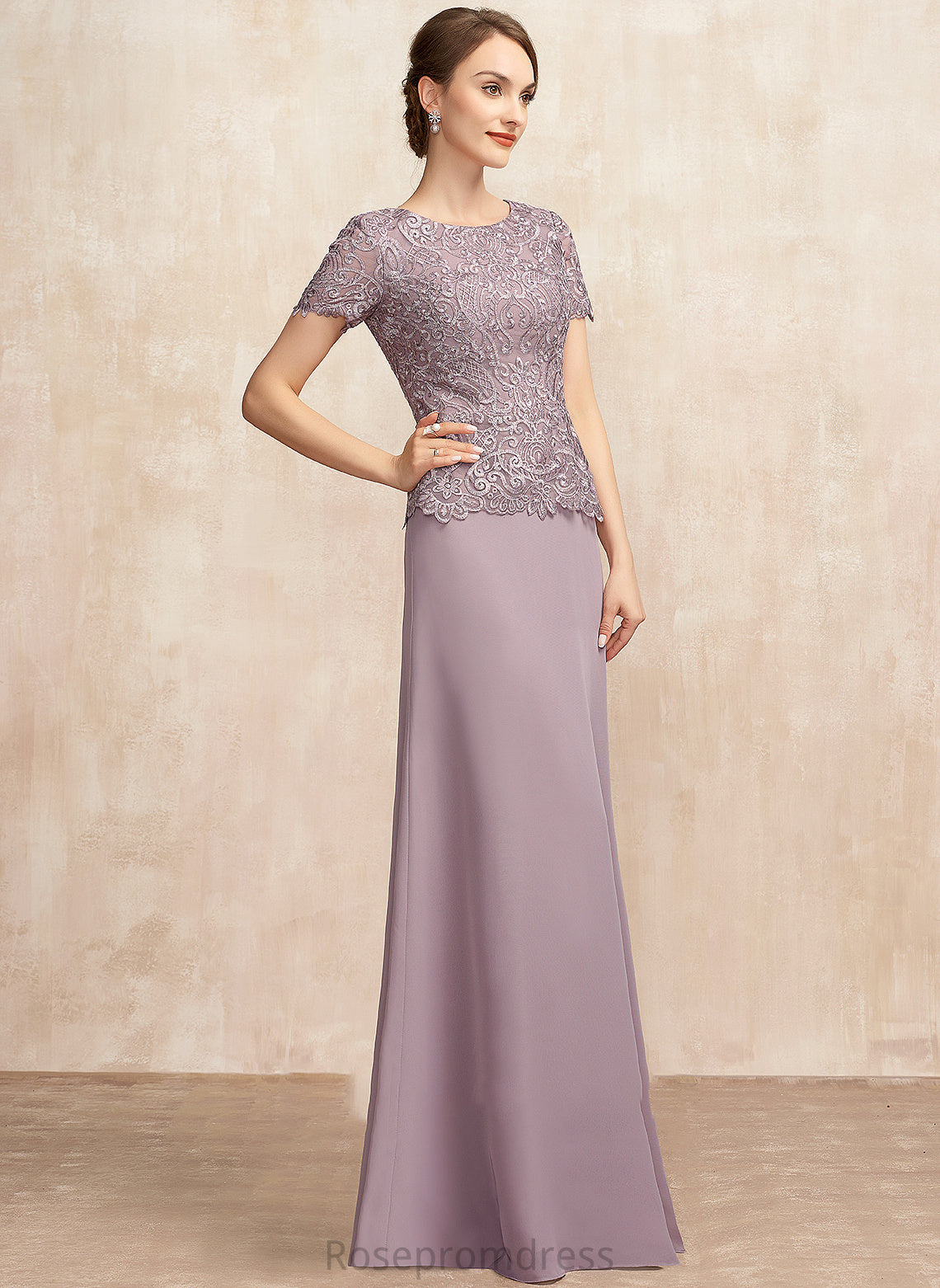 A-Line Neck Scoop Anahi of Floor-Length Lace Chiffon Mother of the Bride Dresses the Mother Dress Bride