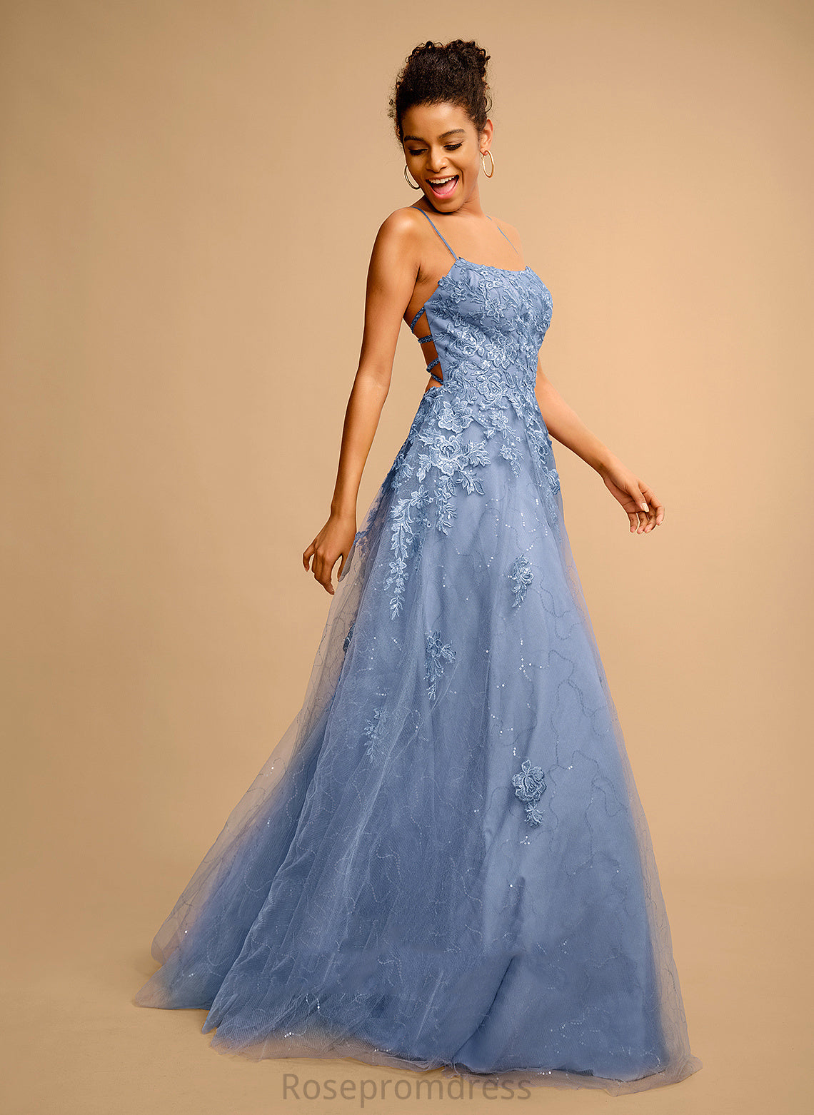 Sequins Tulle Floor-Length Prom Dresses Ball-Gown/Princess Square With Rosalyn