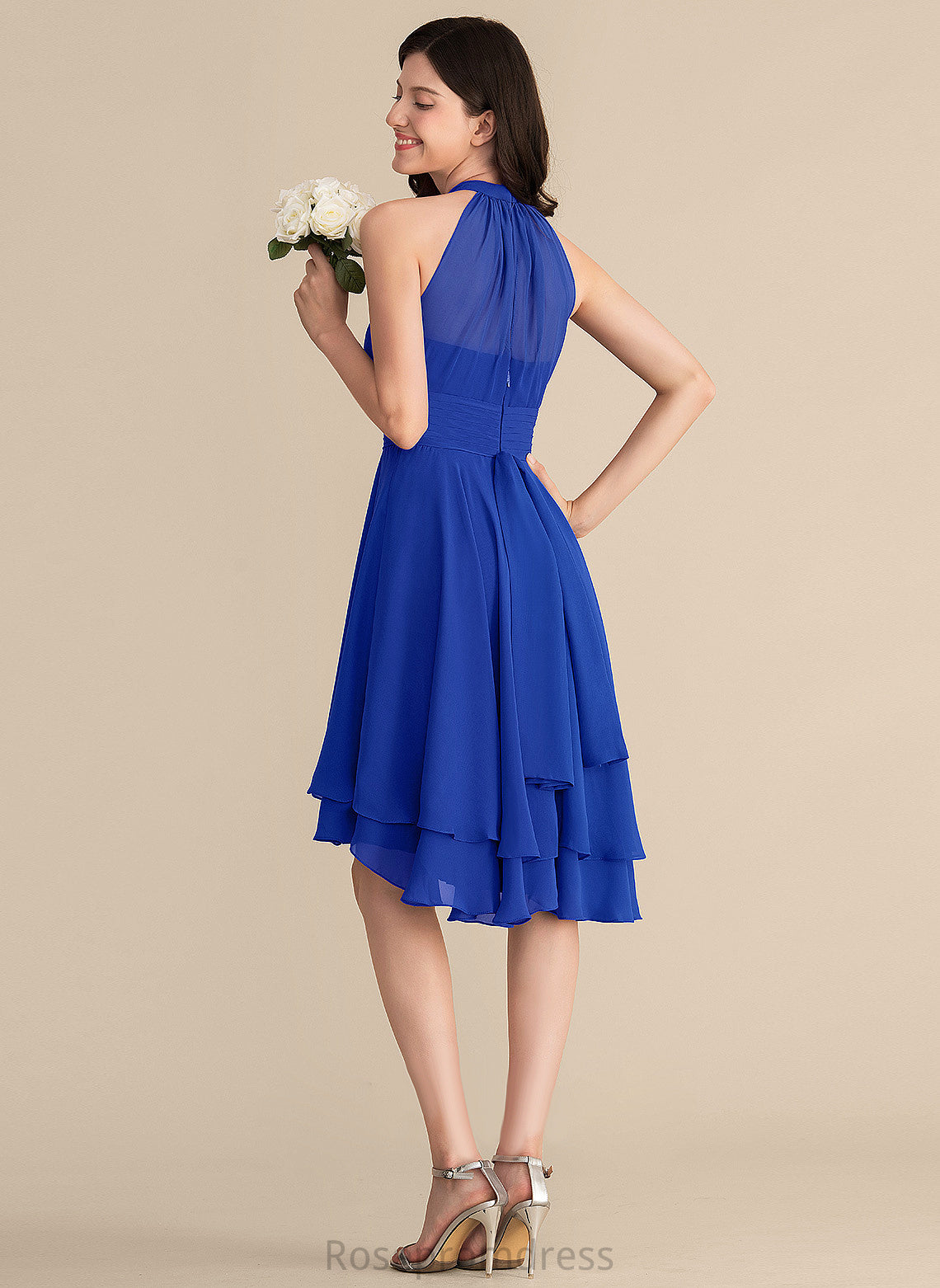 A-Line Chiffon Neck With Dress Ruffle Cocktail Dresses Karma Cocktail Scoop Asymmetrical