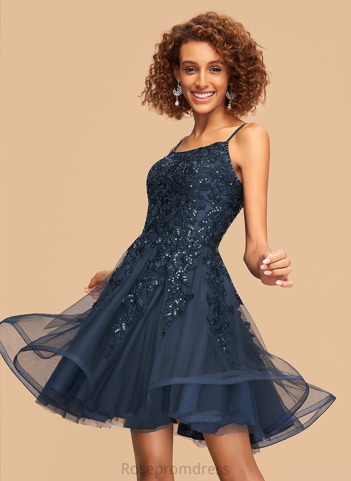 Short/Mini Homecoming Beading Square Neckline Homecoming Dresses Martha Lace Tulle Dress Sequins A-Line With