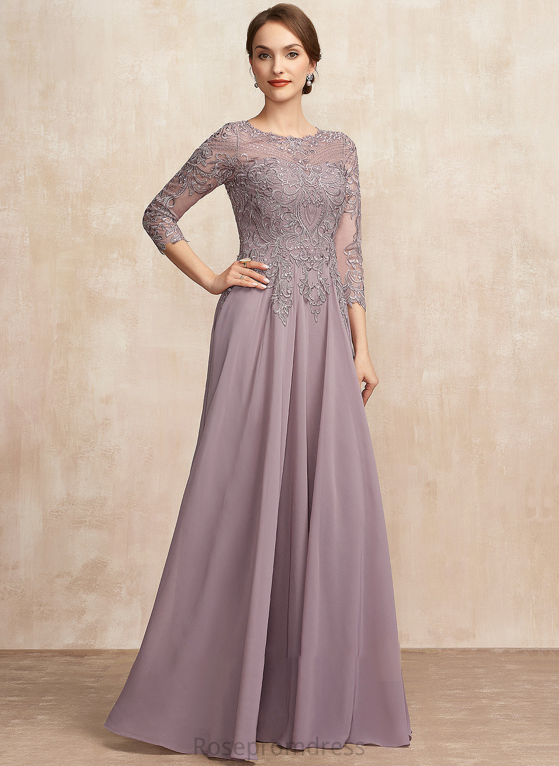 Sequins of Mother A-Line Dress Payten Floor-Length the With Mother of the Bride Dresses Bride Neck Chiffon Lace Scoop