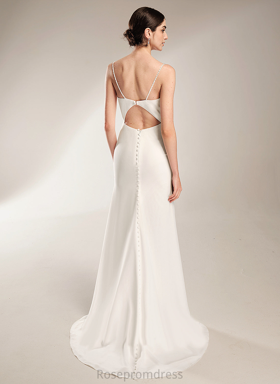 Court Beading Kristen A-Line Neck Train Wedding Dresses Cowl With Chiffon Dress Wedding