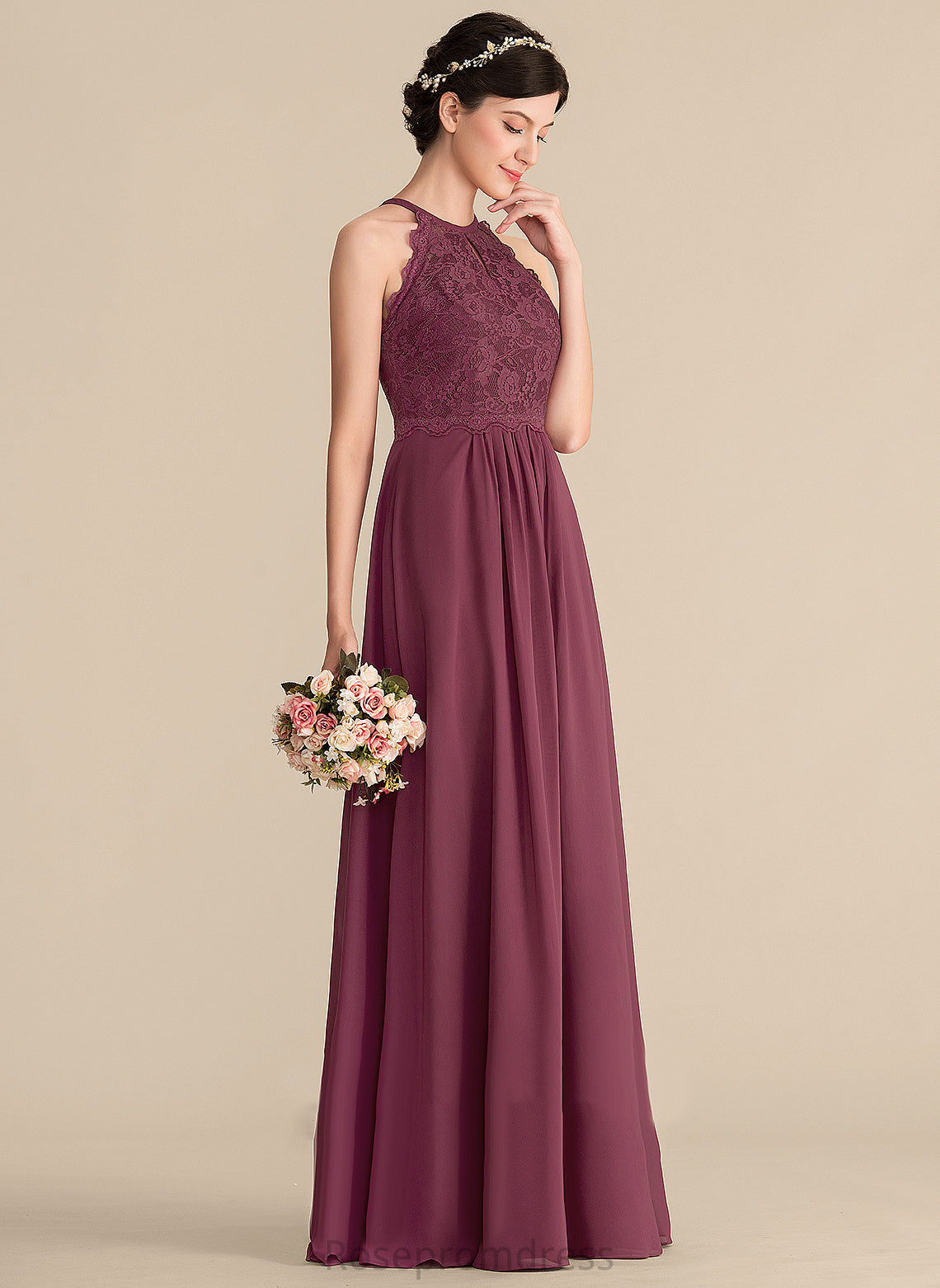 Jane Prom Dresses A-Line Scoop Lace Chiffon Floor-Length