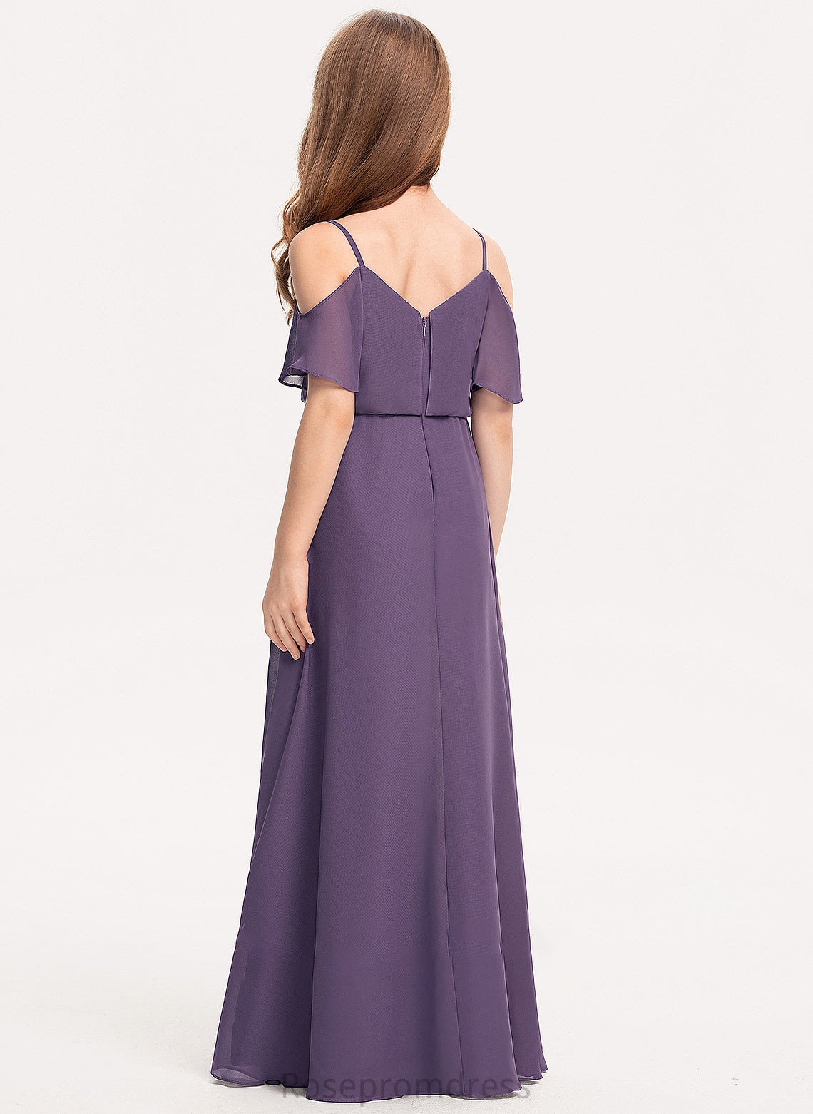 V-neck A-Line Junior Bridesmaid Dresses Floor-Length Payton Chiffon