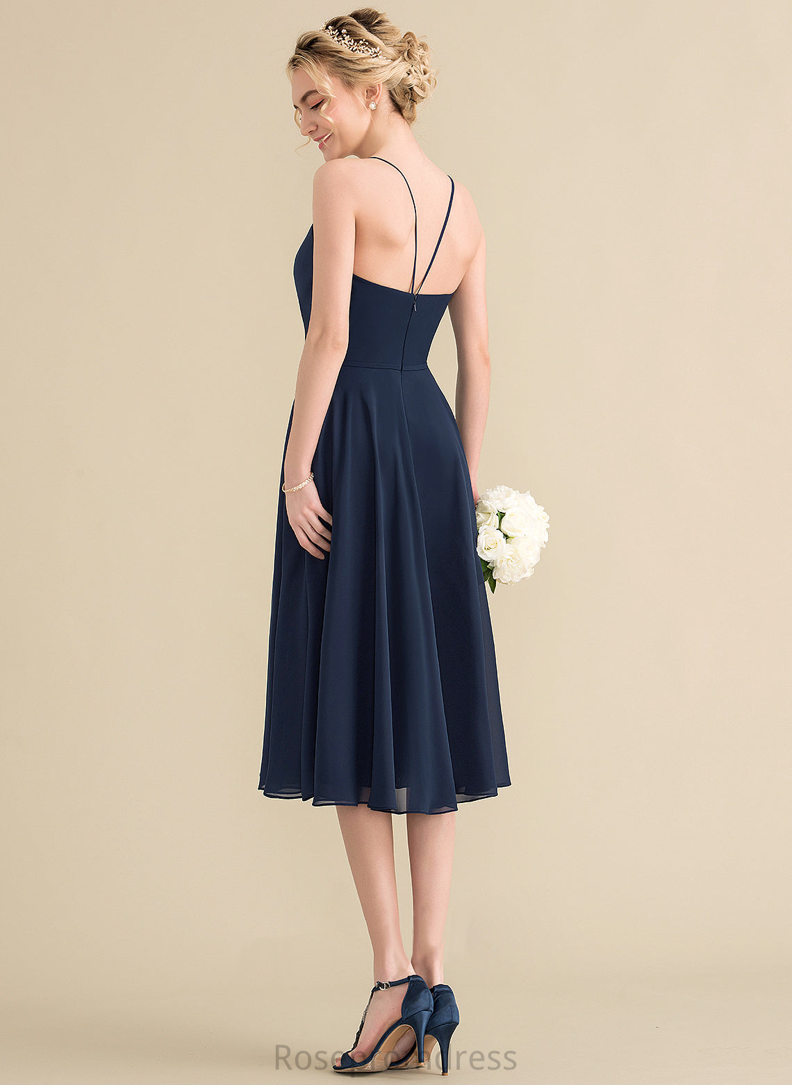 Knee-Length Cadence Dress With Chiffon Sequins Homecoming Dresses A-Line V-neck Homecoming Beading