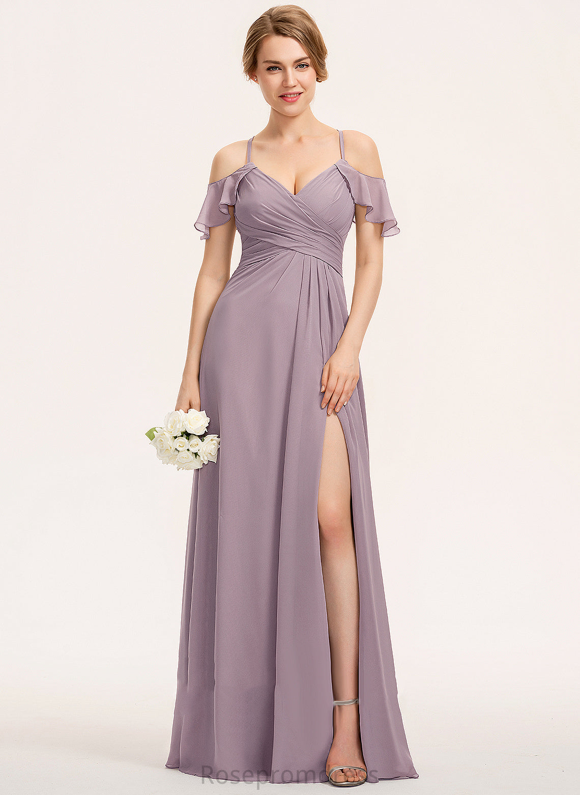 Length A-line Pleated Straps&Sleeves Floor-Length Silhouette Fabric Embellishment Kate Natural Waist Floor Length Spaghetti Staps Bridesmaid Dresses