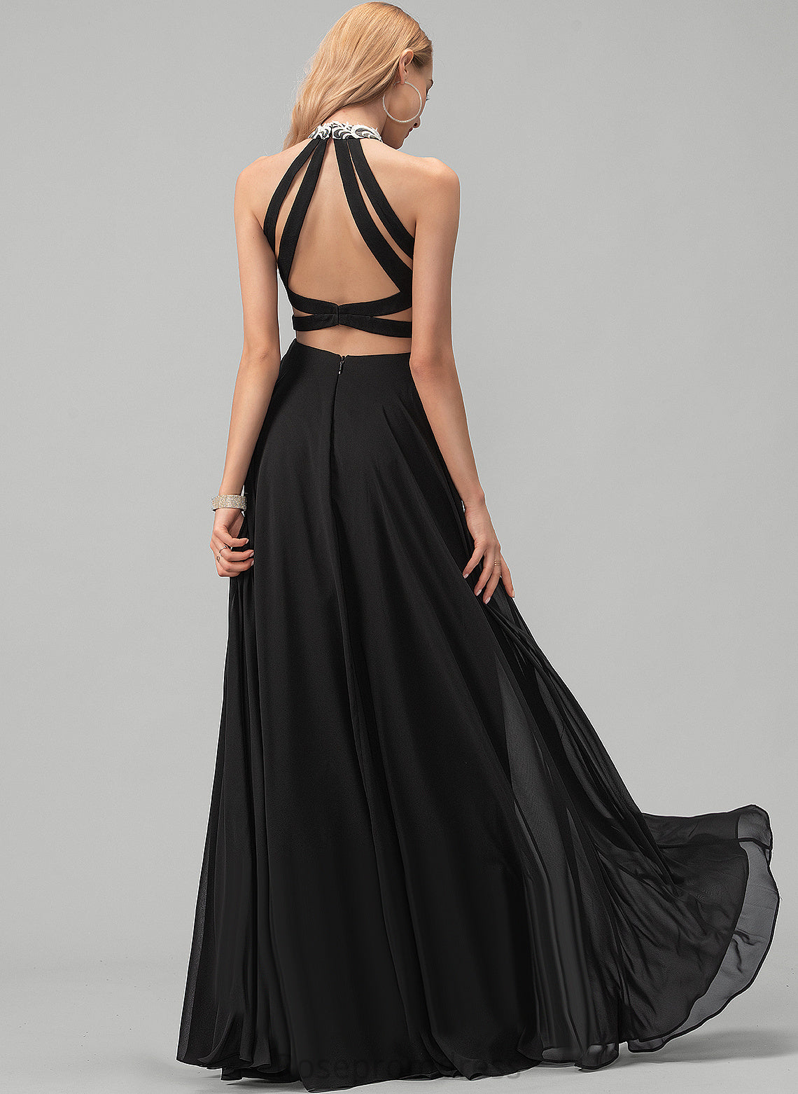 A-Line Floor-Length Scoop Prom Dresses Miriam Chiffon