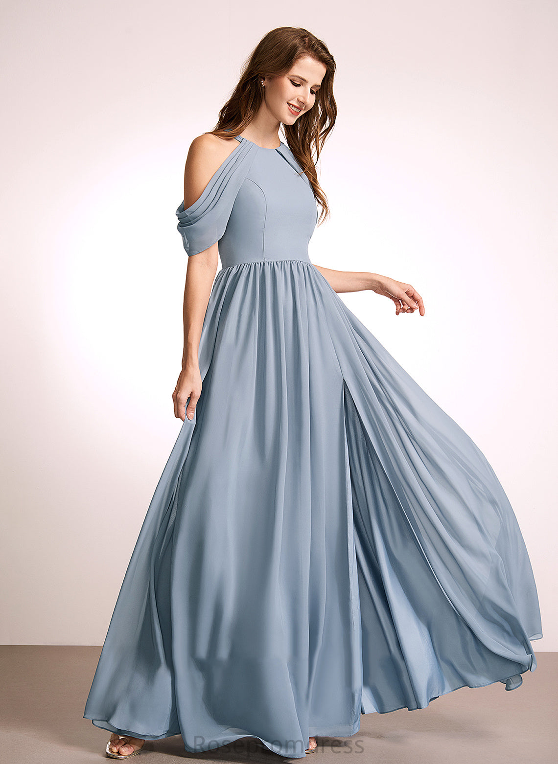 Silhouette Length A-Line HighNeck Floor-Length Fabric Neckline Straps Alyvia Floor Length Sleeveless Natural Waist Bridesmaid Dresses