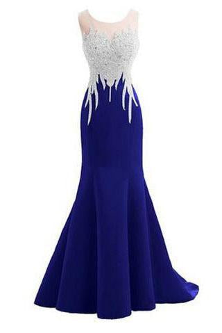 Crystal Mermaid Sexy Backless Sparkly Long Prom Evening Dresses RS236