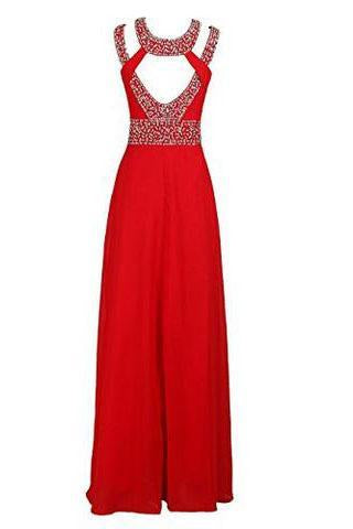 Beaded Bridesmaid Evening Party Prom Chiffon Gown Dress Prom Dresses RS538