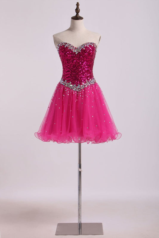 2024 Homecoming Dresses A Line Sweetheart Short/Mini With Beading