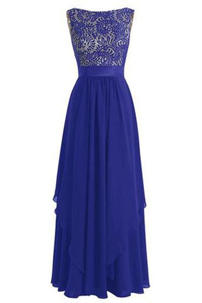 Long Chiffon Bridesmaid Dress V-back Evening Gown Prom Party Dress RS222