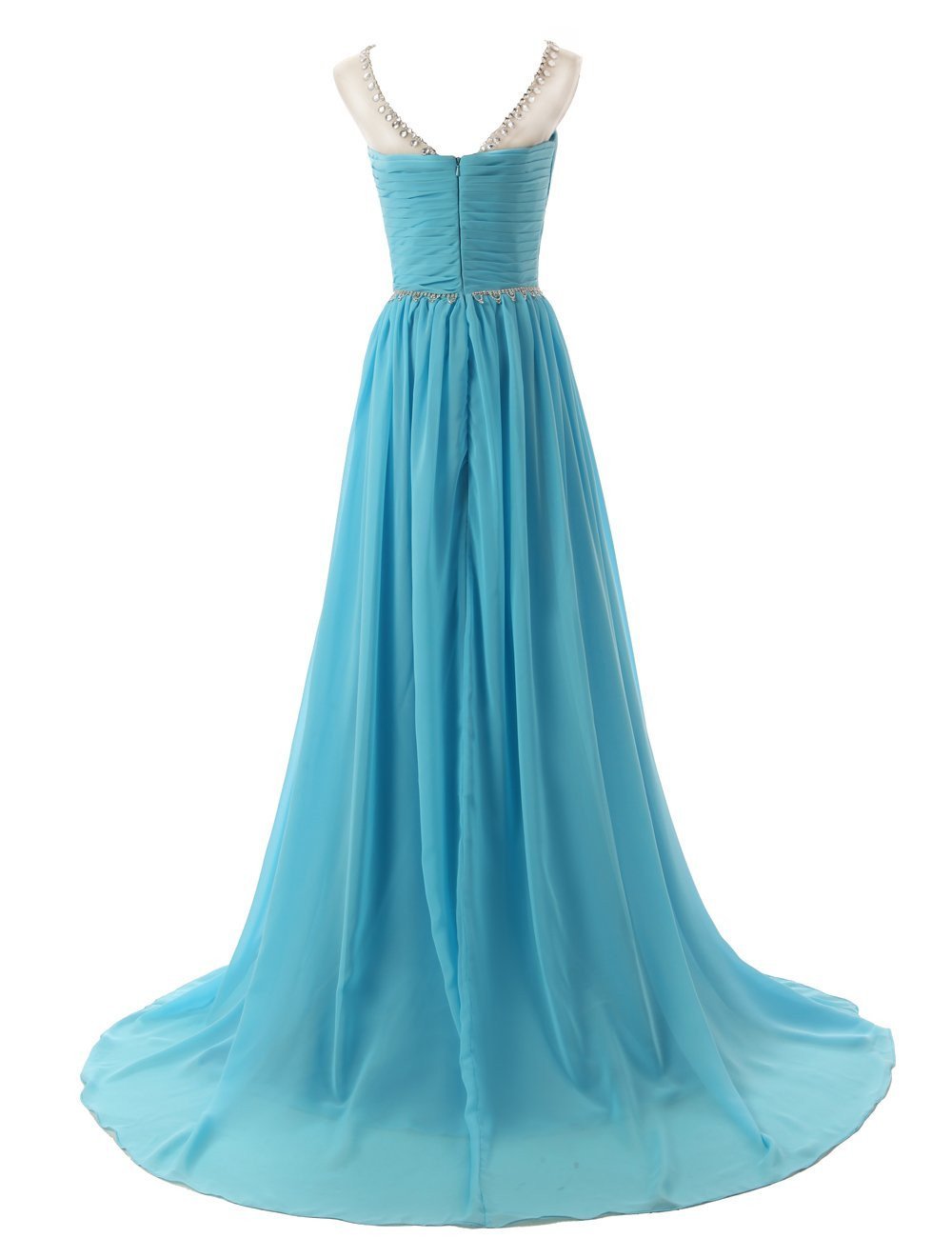 Beaded Straps Bridesmaid Prom Dress with Sparkling Embellished Waist