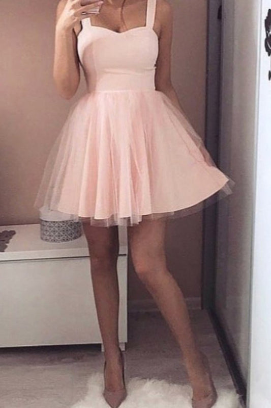 2024 Straps A Line Homecoming Dresses Tulle Short/Mini