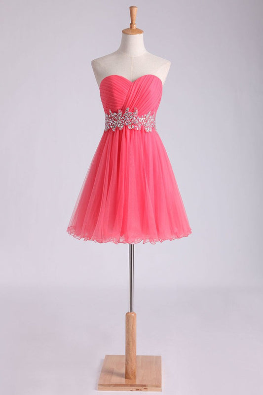 2024 Homecoming Dress Sweetheart Pleated Bodice A Line Short/Mini Tulle