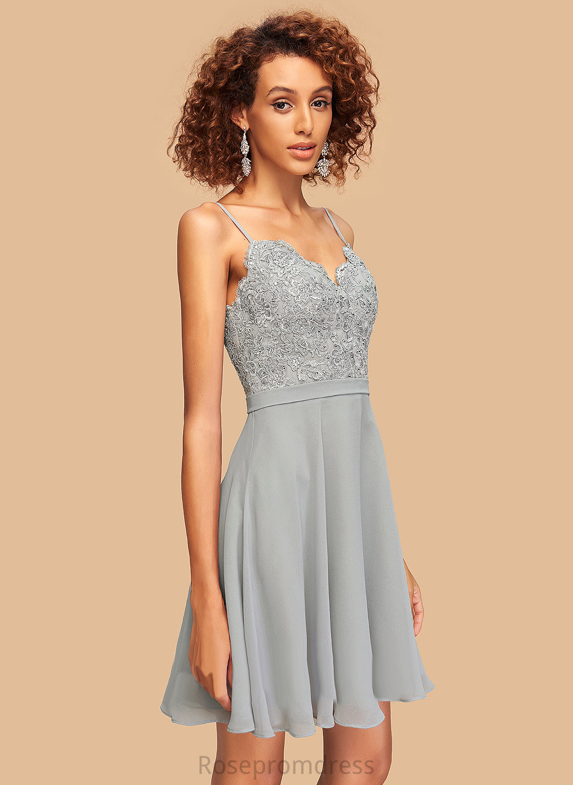 A-Line Homecoming Dresses Jasmin Short/Mini With Homecoming V-neck Beading Dress Chiffon Lace