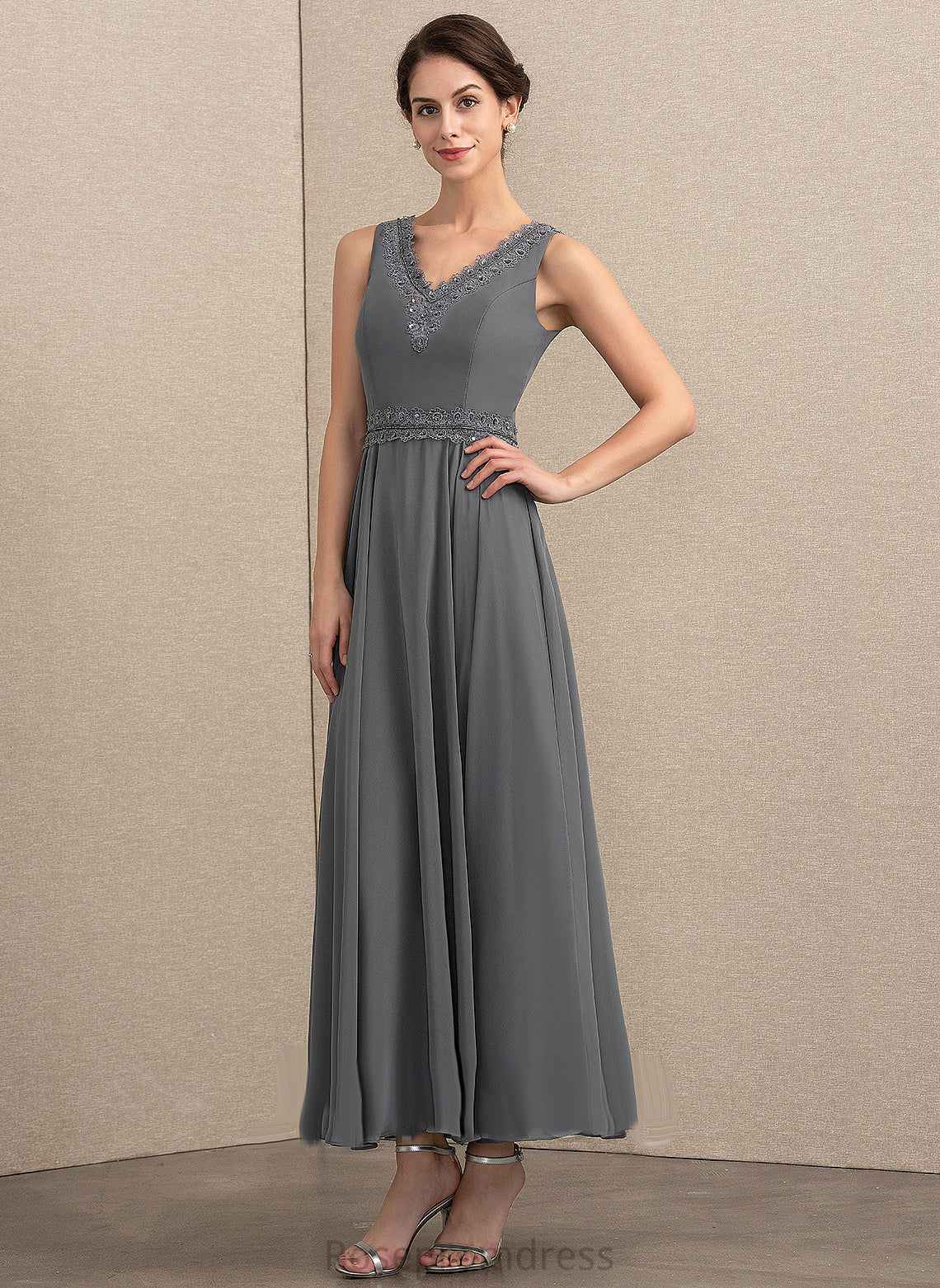 V-neck Dress With Chiffon Mother of the Bride Dresses Tatiana Beading of Mother A-Line Ankle-Length Bride the Sequins