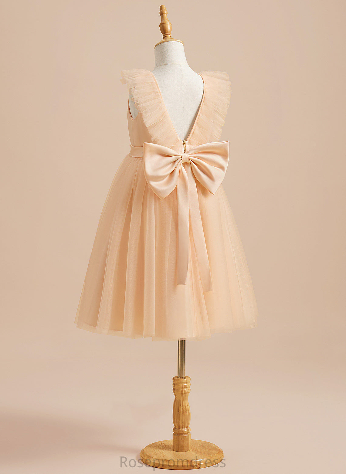 With Dress Flower Bow(s) A-Line Girl - Jackie Flower Girl Dresses Scoop Tulle Sleeveless Knee-length Neck