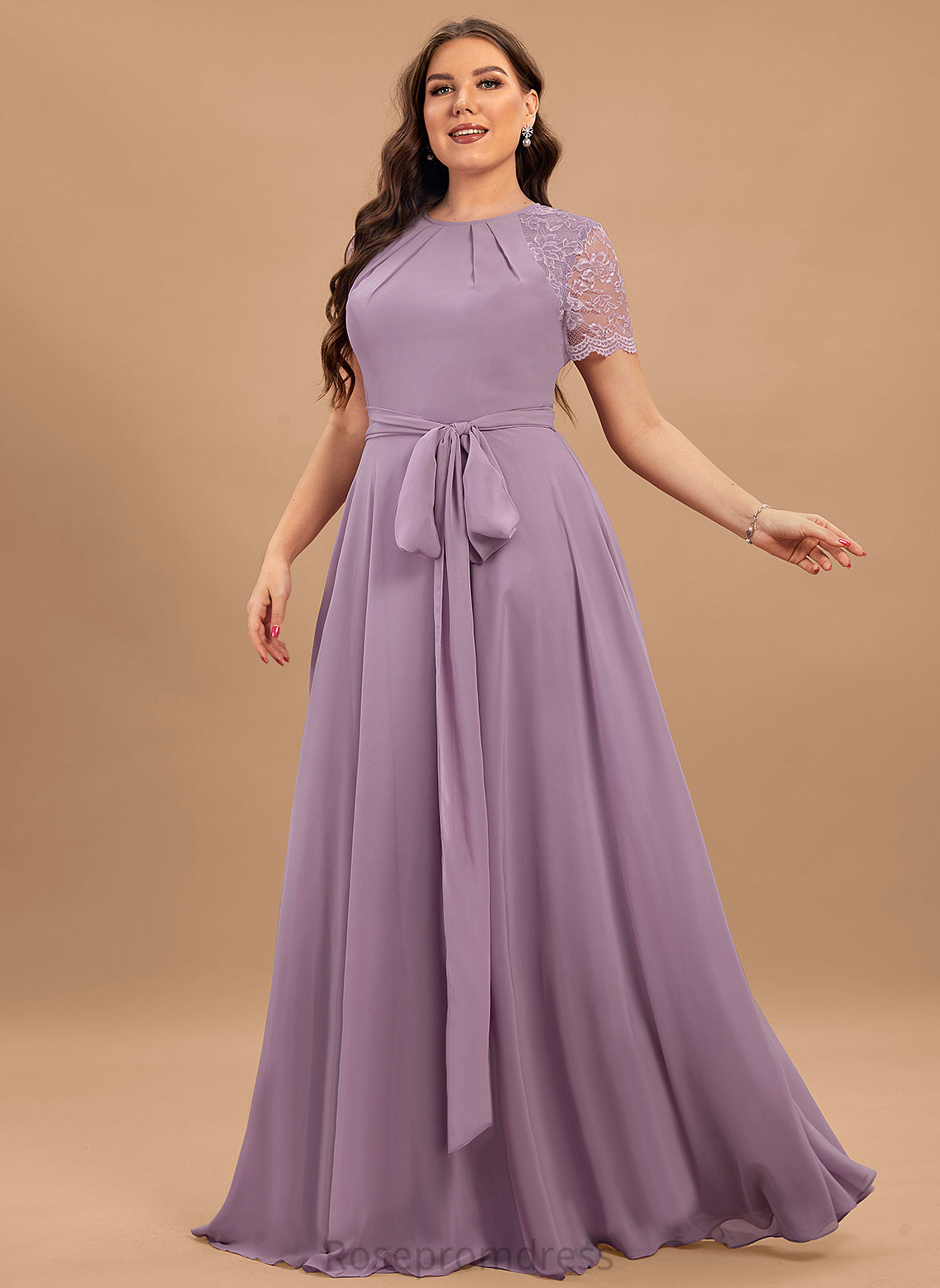 Lace Scoop A-line Straps&Sleeves Fabric Neckline Floor-Length Length Silhouette Kaylie Bridesmaid Dresses