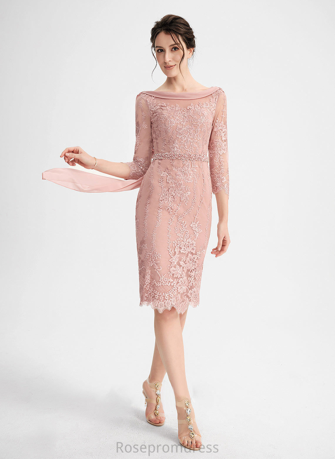 Lace Knee-Length Neck Stella Scoop Sequins With Dress Cocktail Cocktail Dresses Beading Sheath/Column