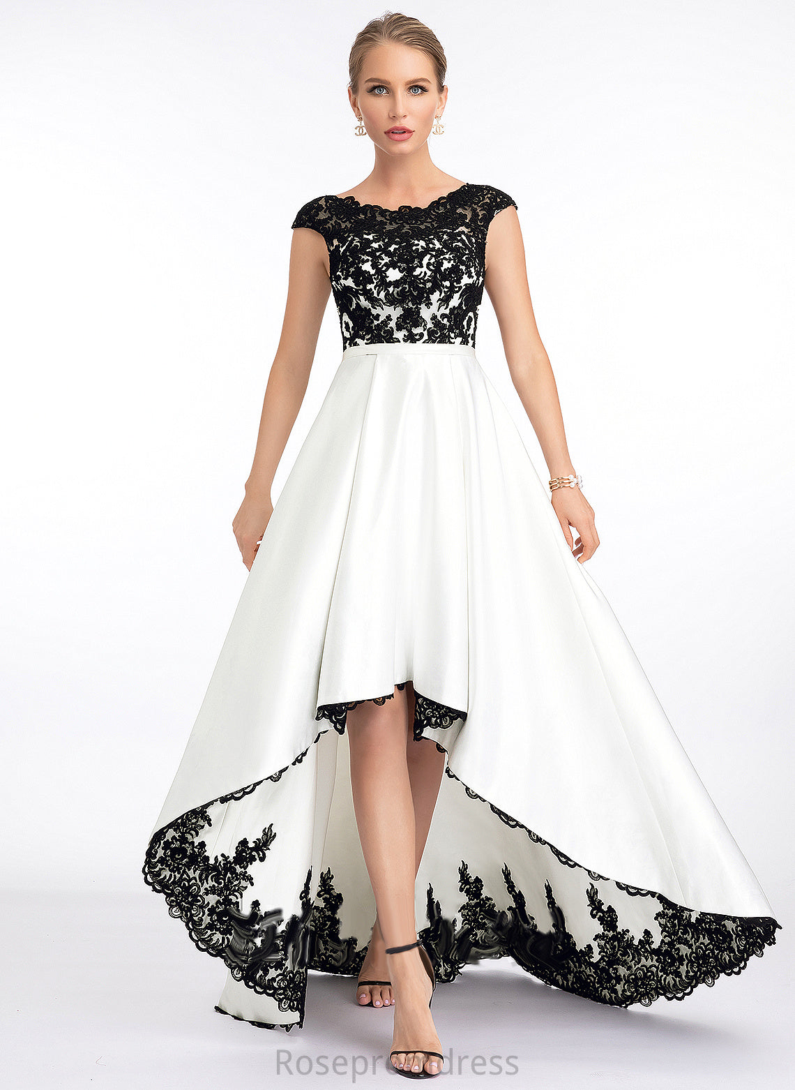 Satin Asymmetrical Lace Wedding Winifred Dress Scoop A-Line Illusion Wedding Dresses