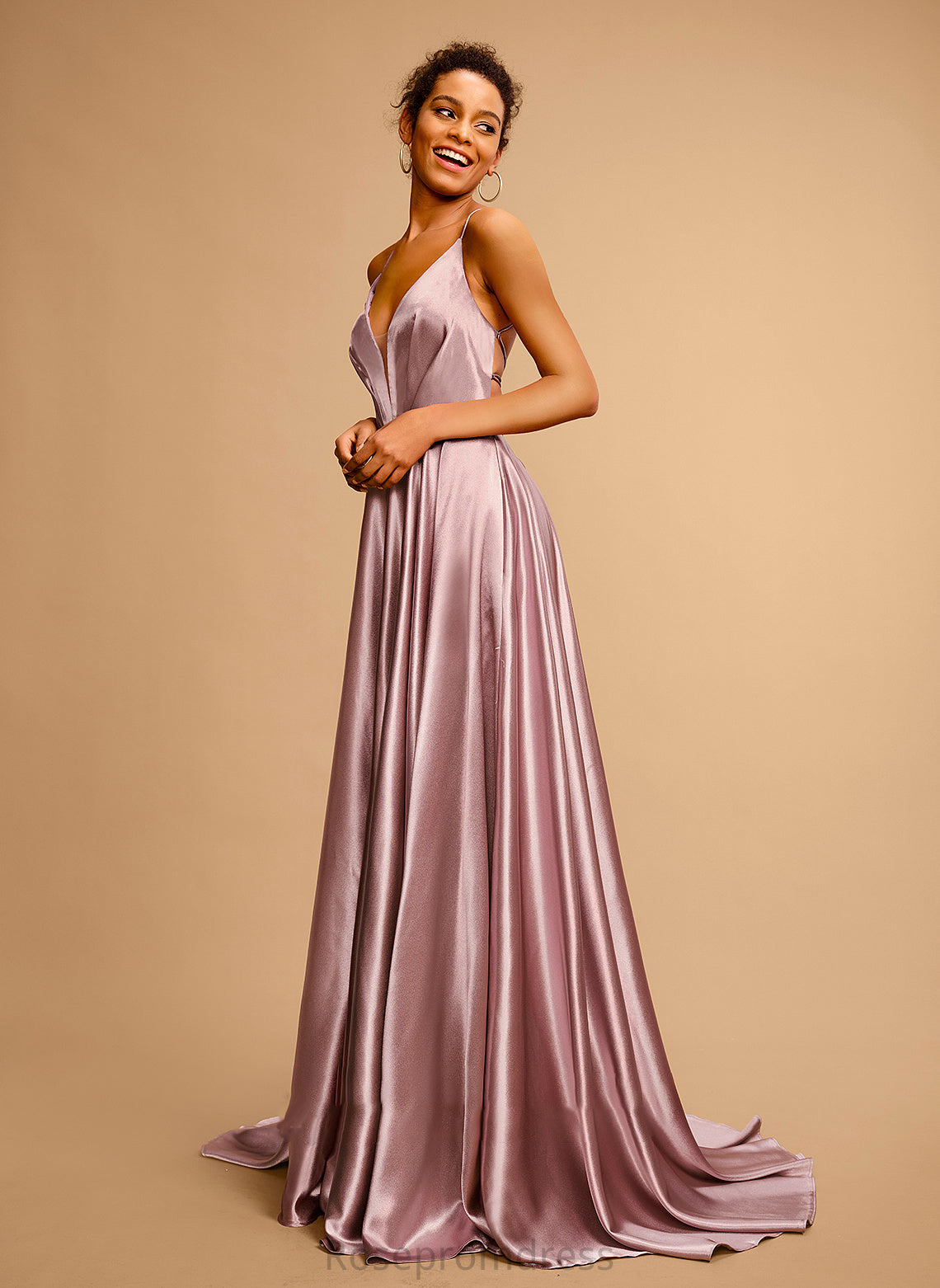 Yamilet Prom Dresses V-neck Ball-Gown/Princess Train Satin Sweep