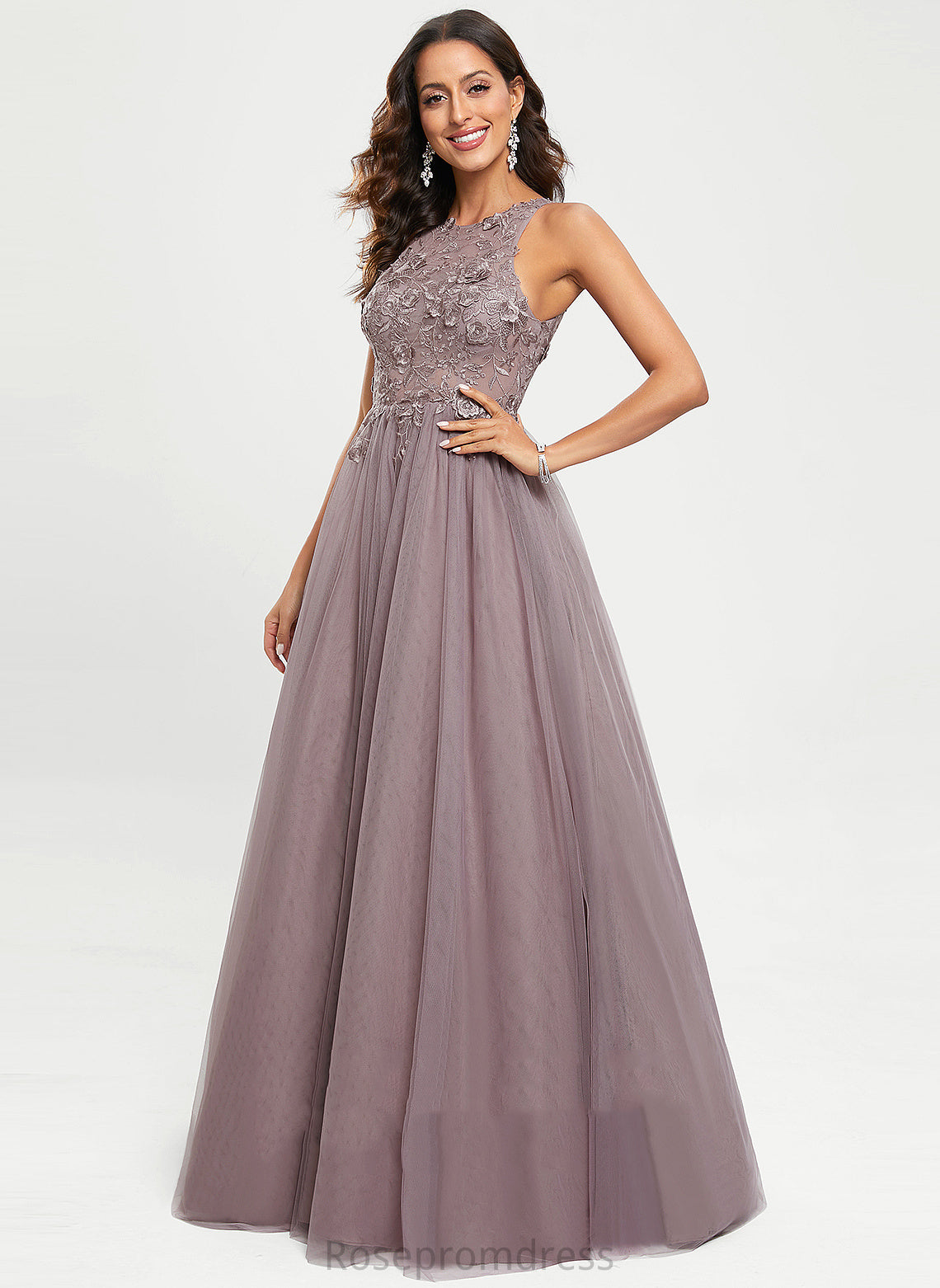 Ball-Gown/Princess Floor-Length Tulle Sequins Precious With Prom Dresses Scoop