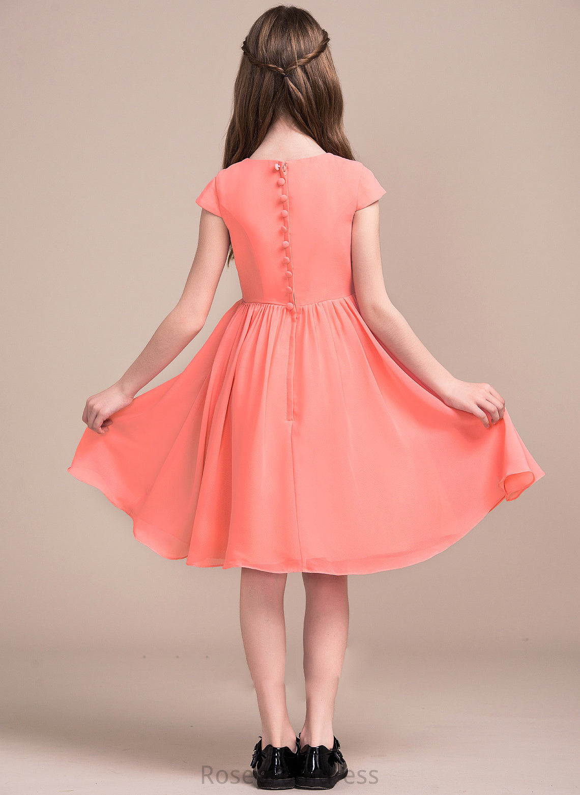 Bow(s) Neck Chiffon With Scoop Junior Bridesmaid Dresses A-Line Knee-Length Jocelyn