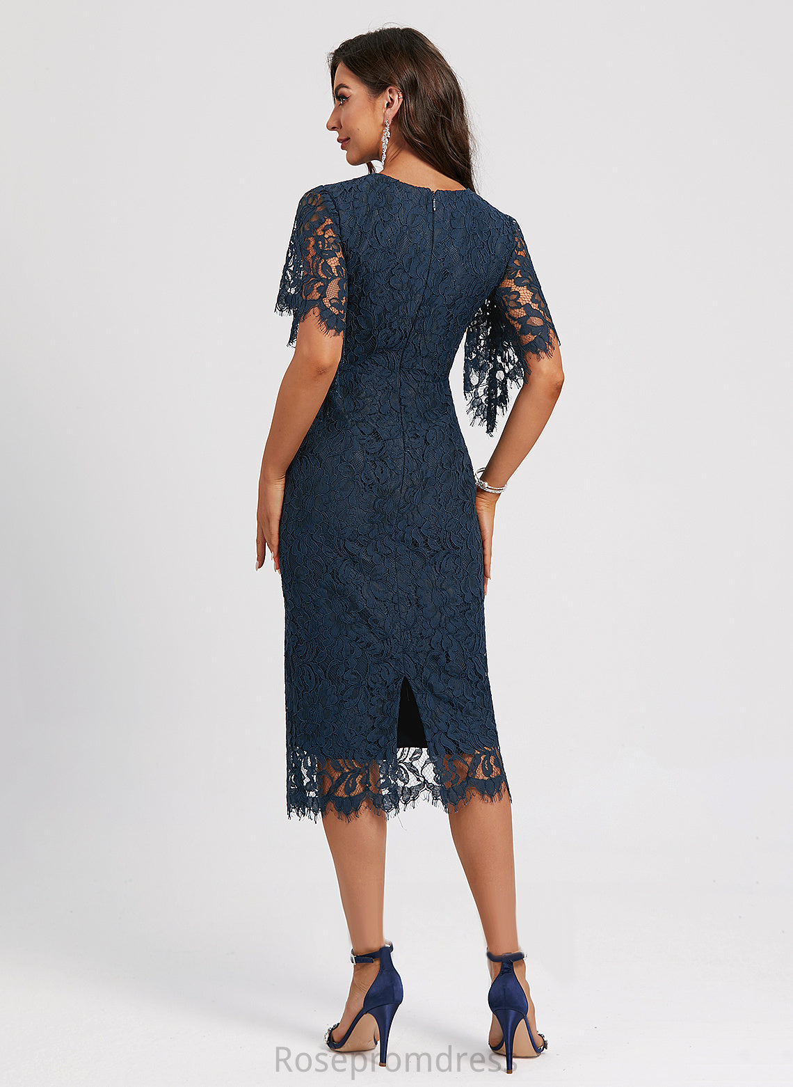 Dania Neck Scoop Knee-Length Cocktail Cocktail Dresses Lace Dress Sheath/Column