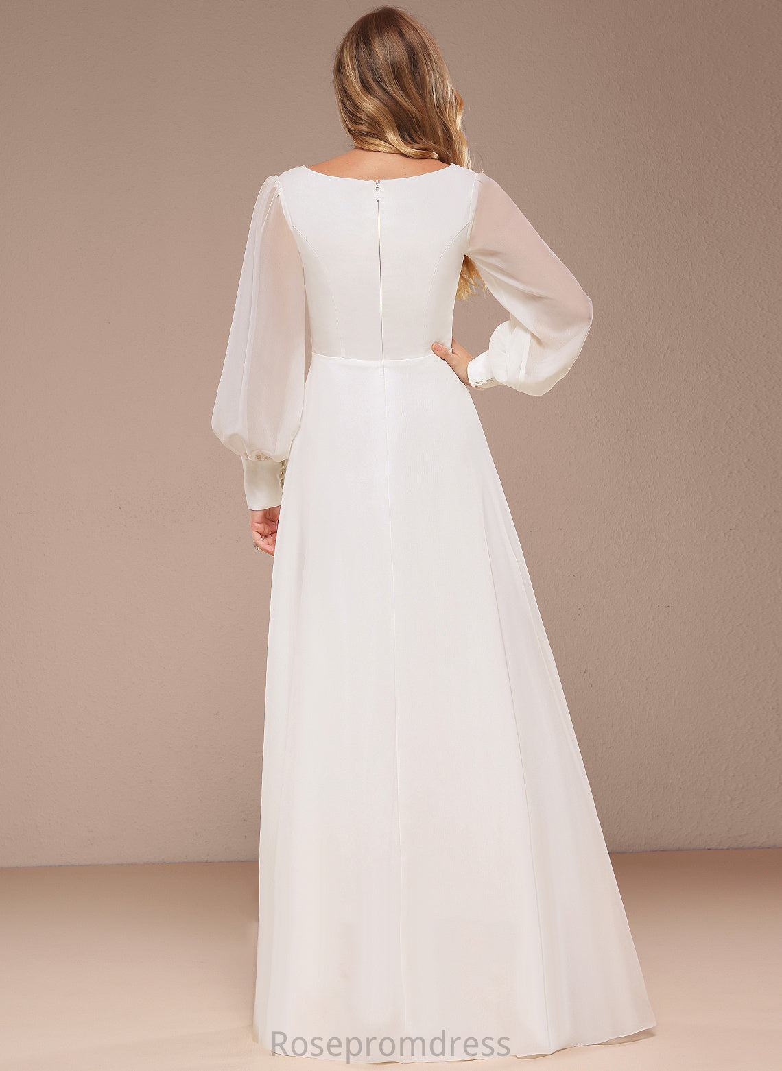 Wedding Dress Angelina A-Line Chiffon Sequins Lace Floor-Length With Wedding Dresses V-neck